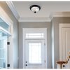 Westinghouse Fixture Ceiling Flush-Mount 60W Ribbed 11In, Matte Black Crystal Glass 6117700